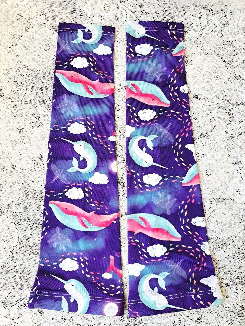 Whales Narwhals UV Arm Sleeves Sun Protection Gardening Driving Nurse Scrubs L